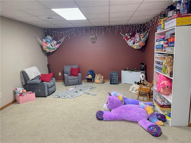 608 3rd St, Cameron, WI 54822 - rec room with a drop ceiling and carpet