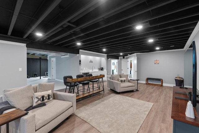 N55W19373 Red Crown Ln, Menomonee Falls, WI 53051 - living room with light wood finished floors and recessed lighting