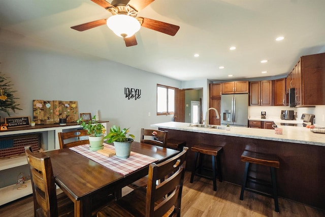 215 Marcoe St, Fond Du Lac, WI 54937 - dining room with recessed lighting, light wood-type flooring, and ceiling fan
