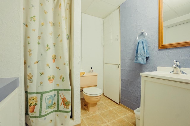 215 Marcoe St, Fond Du Lac, WI 54937 - bathroom featuring vanity, a shower with shower curtain, and tile patterned flooring