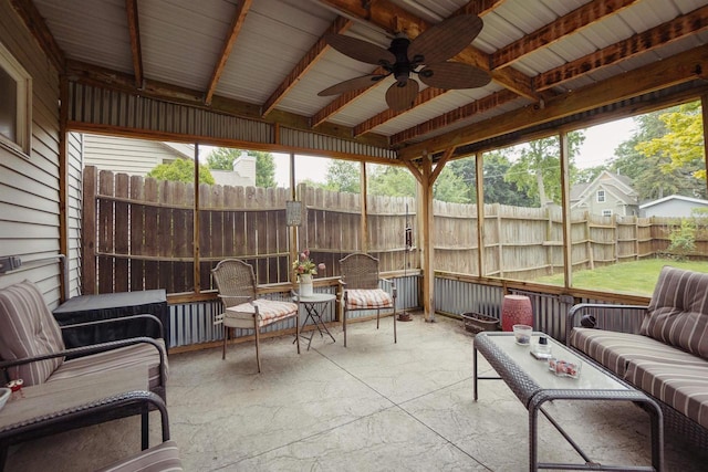 215 Marcoe St, Fond Du Lac, WI 54937 - sunroom with a ceiling fan and outdoor lounge area