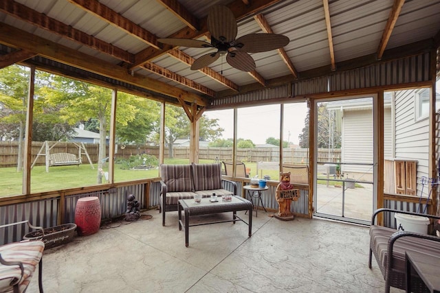 215 Marcoe St, Fond Du Lac, WI 54937 - sunroom featuring a ceiling fan