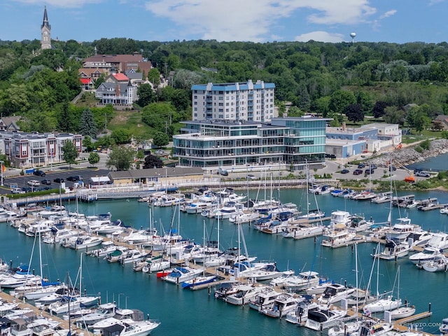 324 N Lake St Unit 204, Port Washington, WI 53074 - bird's eye view of a marina and a nearby body of water