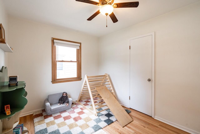 10610 W Rogers St, West Allis, WI 53227 - recreation room with ceiling fan and light wood-type flooring