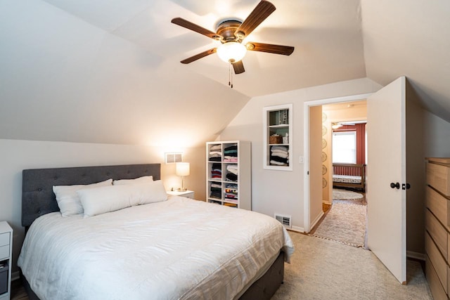 10610 W Rogers St, West Allis, WI 53227 - bedroom with light carpet, lofted ceiling, and ceiling fan