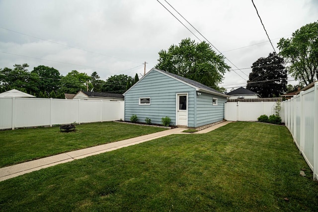 10610 W Rogers St, West Allis, WI 53227 - fenced backyard with an outdoor structure and a fire pit