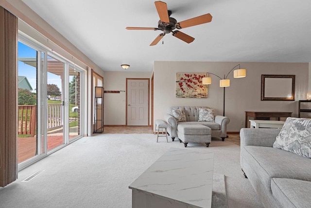 1899 Riverside Dr Unit A, Suamico, WI 54313 - living room featuring light colored carpet and a ceiling fan