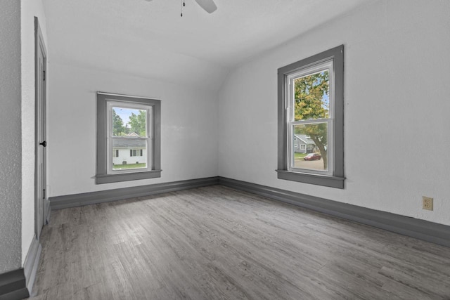 102 10th St, Clintonville, WI 54929 - additional living space featuring lofted ceiling, wood finished floors, and ceiling fan
