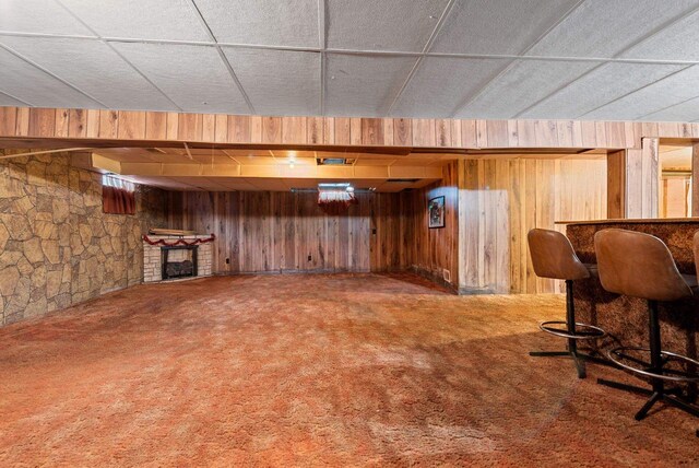 1517 Navarino St, Algoma, WI 54201 - indoor dry bar featuring wood walls and carpet