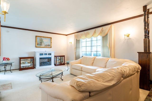 9600 W Debbie Ln, Milwaukee, WI 53224 - living room with crown molding, carpet floors, and a high end fireplace