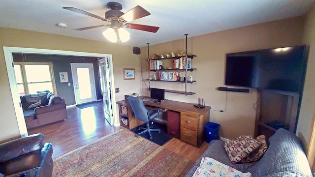 70355 Laine Rd, Iron River, WI 54847 - office featuring wood finished floors and ceiling fan