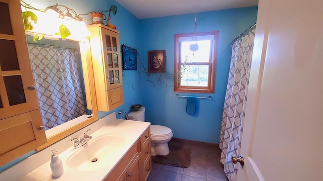 70355 Laine Rd, Iron River, WI 54847 - bathroom featuring vanity, tile patterned floors, and a shower with shower curtain