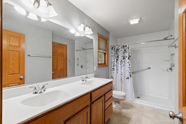 1601 Raspberry Ln, Mount Horeb, WI 53572 - bathroom featuring a shower with shower curtain and double vanity