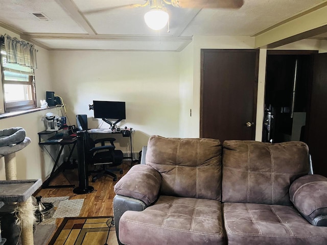 2266 Allerton Dr, Oshkosh, WI 54904 - office area with wood finished floors and a ceiling fan