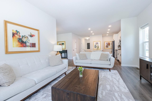 310 Paradise Ct, Hartland, WI 53029 - living area with dark wood-type flooring and recessed lighting