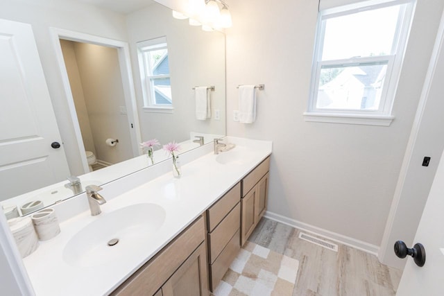 310 Paradise Ct, Hartland, WI 53029 - bathroom with wood finished floors and double vanity