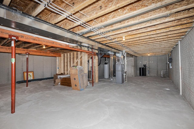 310 Paradise Ct, Hartland, WI 53029 - unfinished basement featuring heating unit, a water softener, and water heater