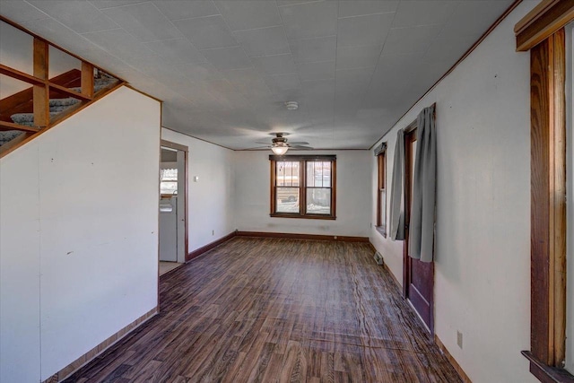 500 2nd Ave, Hollandale, WI 53544 - spare room with ceiling fan, dark wood finished floors, and a smoke detector