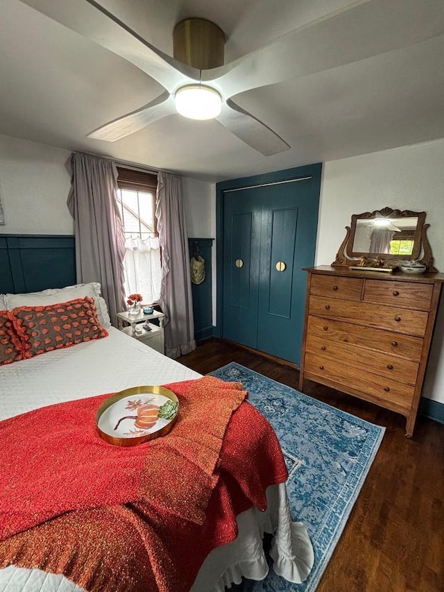 168 14th St, Fond Du Lac, WI 54935 - bedroom with wood finished floors and a ceiling fan