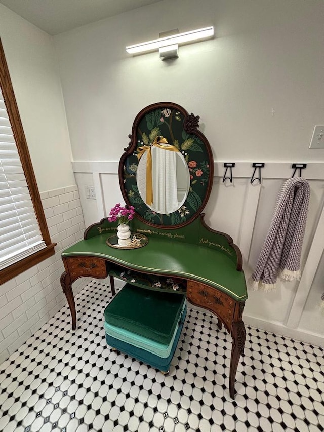 168 14th St, Fond Du Lac, WI 54935 - bathroom with a wainscoted wall and tile patterned floors