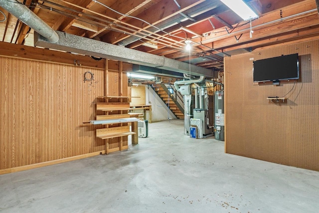 1602 Golden Oak Ln, Madison, WI 53711 - unfinished below grade area featuring water heater, stairway, and heating unit