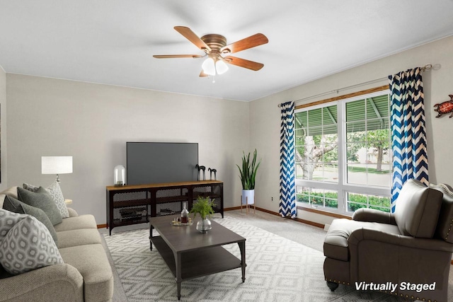 1602 Golden Oak Ln, Madison, WI 53711 - living area with a ceiling fan and baseboards