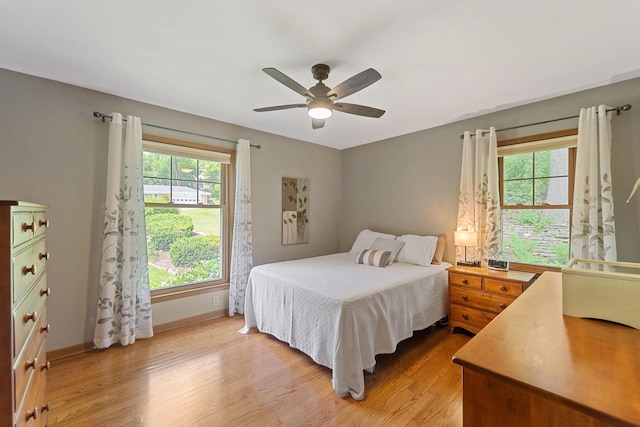 1060 Hawthorne Ln, Brookfield, WI 53005 - bedroom featuring light wood finished floors and ceiling fan