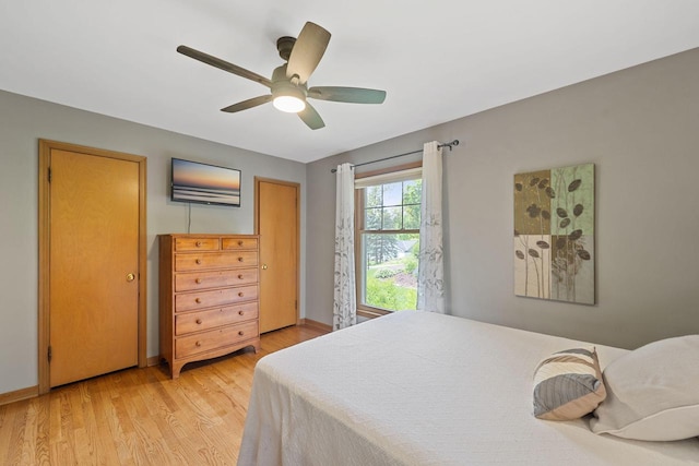 1060 Hawthorne Ln, Brookfield, WI 53005 - bedroom featuring light wood finished floors and ceiling fan