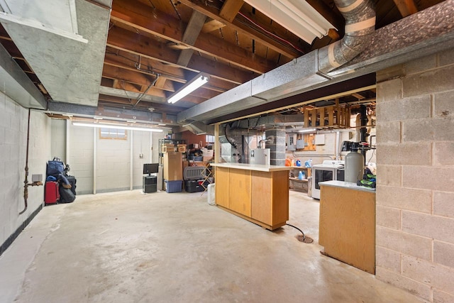 1060 Hawthorne Ln, Brookfield, WI 53005 - unfinished basement with washer / dryer, water heater, and a water softener
