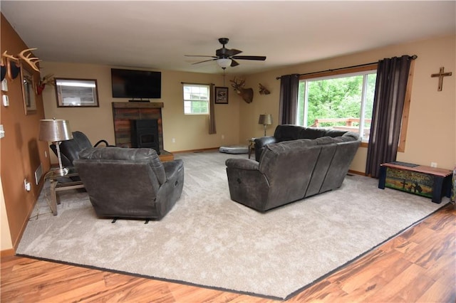 6782 55th St, Chippewa Falls, WI 54729 - living room featuring ceiling fan and wood finished floors