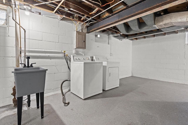 4455 N 58th St, Milwaukee, WI 53218 - unfinished basement featuring separate washer and dryer and electric panel