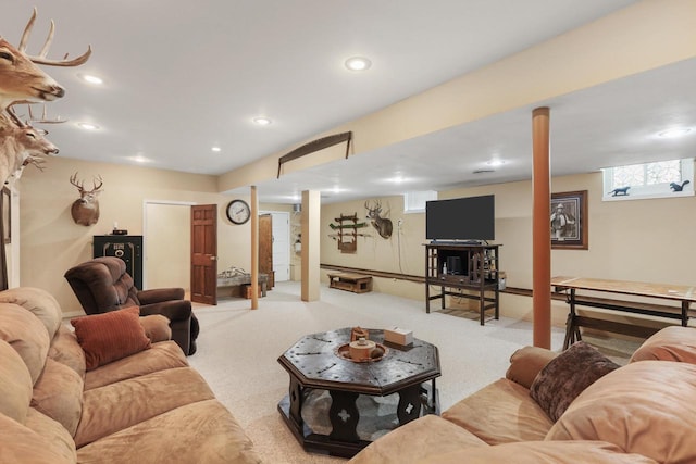 210 N 2nd St, Palmyra, WI 53156 - living room featuring carpet and recessed lighting