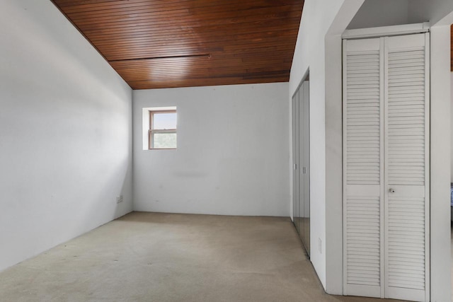 210 N 2nd St, Palmyra, WI 53156 - unfurnished bedroom featuring wood ceiling, light colored carpet, a closet, and lofted ceiling