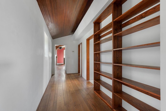 210 N 2nd St, Palmyra, WI 53156 - hallway featuring wooden ceiling and hardwood / wood-style flooring