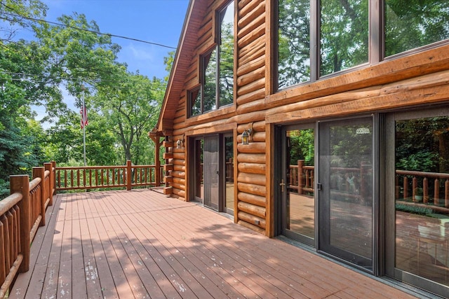 5633 Contour Rd, Waterford, WI 53185 - wooden deck featuring view of scattered trees