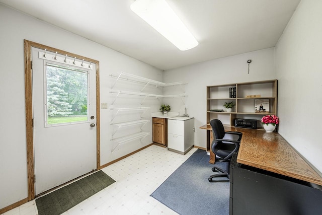 14240 Radiant Ct, Brookfield, WI 53005 - office area featuring light flooring and baseboards