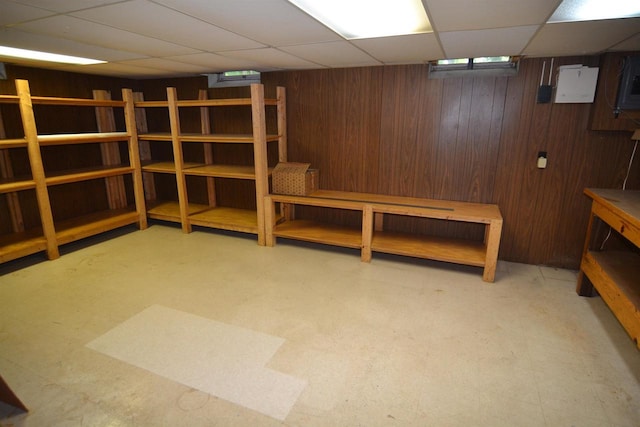3333 N 12th St, Wausau, WI 54403 - finished basement featuring a drop ceiling and wooden walls