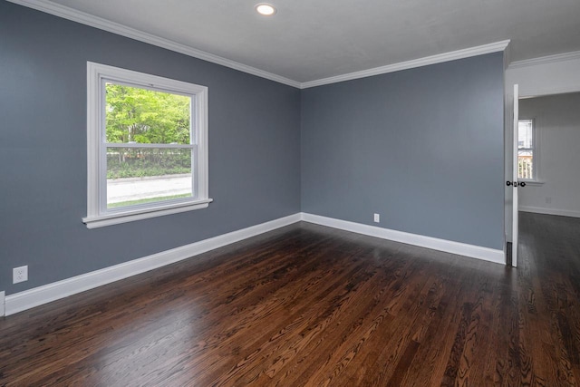 1120 N 124th St, Wauwatosa, WI 53226 - unfurnished room featuring dark wood finished floors, crown molding, and recessed lighting