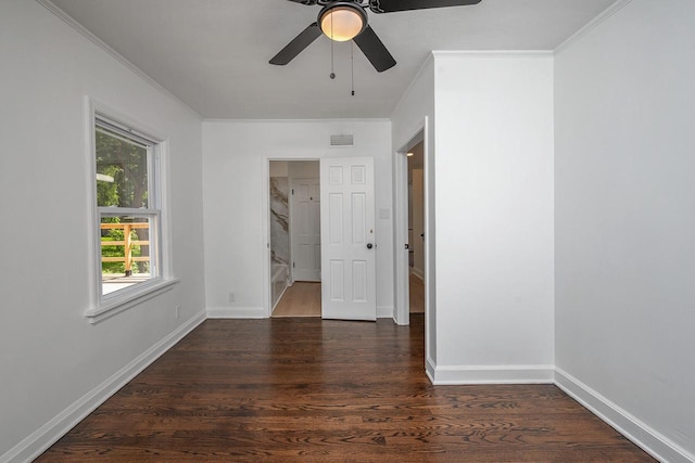 1120 N 124th St, Wauwatosa, WI 53226 - unfurnished room with ornamental molding, wood finished floors, and ceiling fan