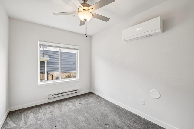 1601 N Windsor Ave Unit 106, Cottage Grove, WI 53527 - carpeted spare room featuring a baseboard heating unit, a wall mounted AC, and ceiling fan