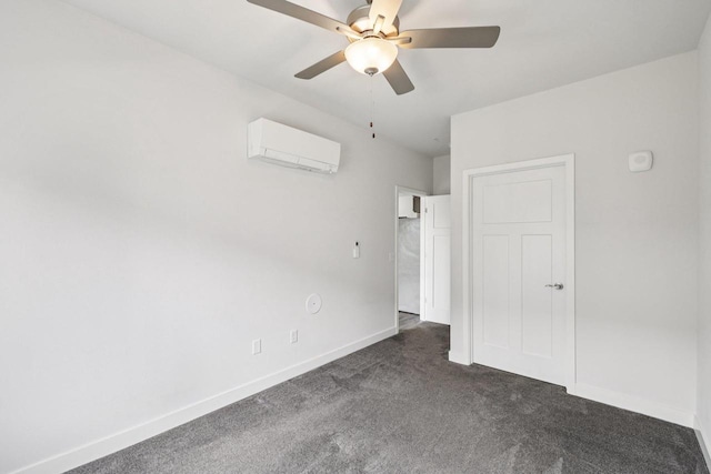 1601 N Windsor Ave Unit 106, Cottage Grove, WI 53527 - unfurnished bedroom featuring an AC wall unit, dark colored carpet, and ceiling fan