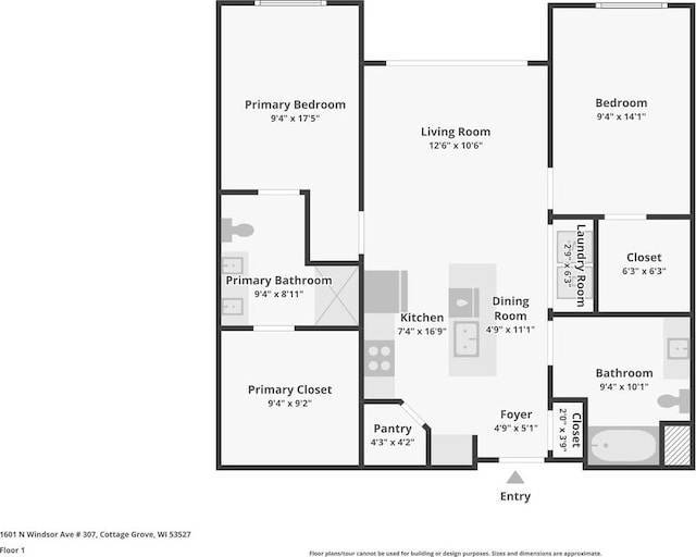 1601 N Windsor Ave Unit 106, Cottage Grove, WI 53527 - view of room layout