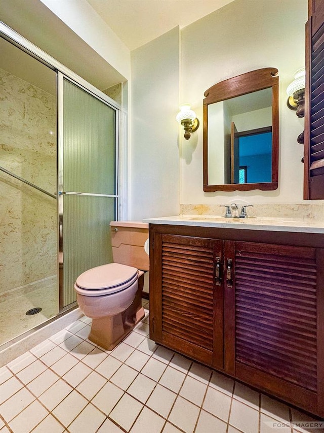 1813 Countryside Dr, Middleton, WI 53562 - bathroom with tile patterned floors, vanity, and a shower stall