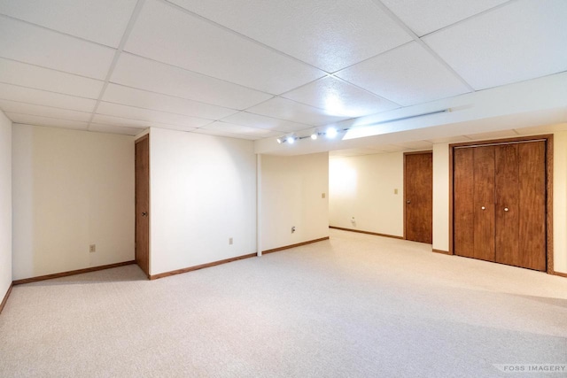 1813 Countryside Dr, Middleton, WI 53562 - finished basement with a paneled ceiling and light colored carpet