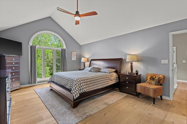 N80W32229 Northbrook Ct, Hartland, WI 53029 - bedroom featuring vaulted ceiling, light wood-style floors, and a ceiling fan