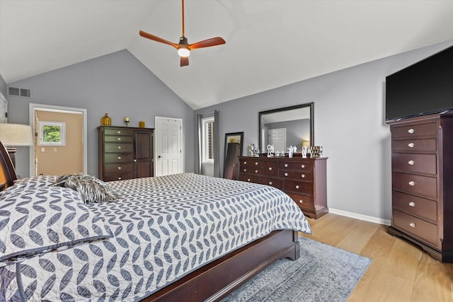 N80W32229 Northbrook Ct, Hartland, WI 53029 - bedroom featuring vaulted ceiling, light wood finished floors, and ceiling fan