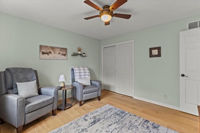 N80W32229 Northbrook Ct, Hartland, WI 53029 - sitting room featuring ceiling fan and wood finished floors