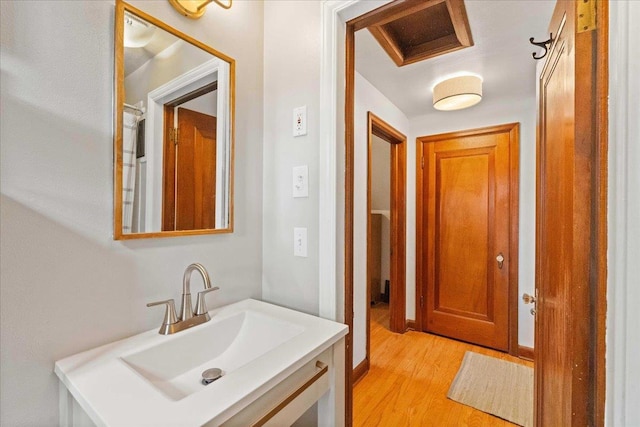 4705 Gordon Ave, Monona, WI 53716 - bathroom featuring vanity and wood finished floors