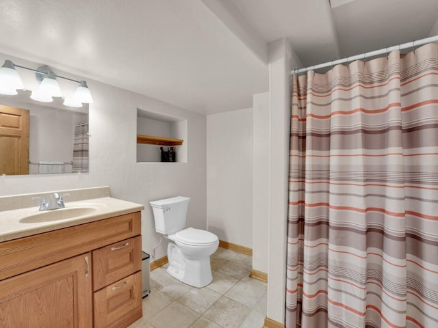 26317 Dukleth Dr, Waterford, WI 53185 - bathroom with vanity, curtained shower, and tile patterned flooring