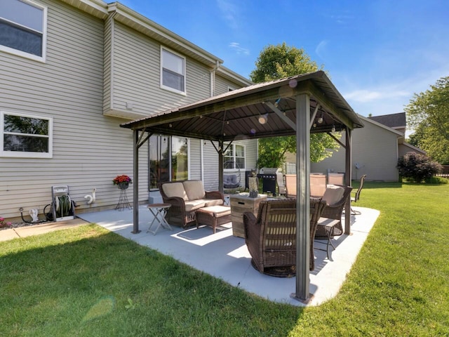 26317 Dukleth Dr, Waterford, WI 53185 - view of patio / terrace with a gazebo, an outdoor hangout area, and a grill